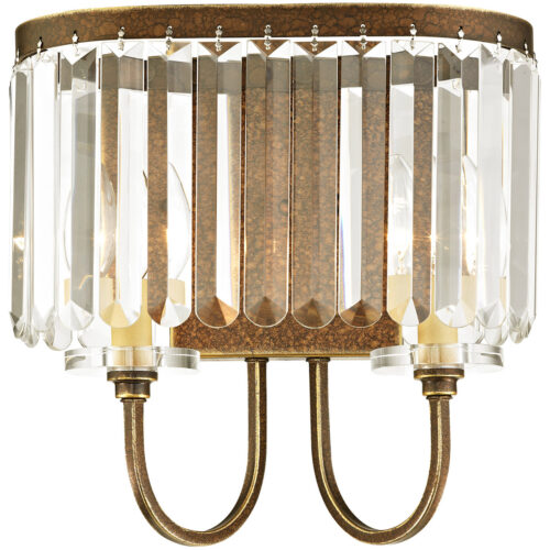 12.5 inch 2 Light Palacial Bronze Wall Sconce with Clear Crystals Shade-Lighting LumensWall Sconces