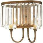 12.5 inch 2 Light Palacial Bronze Wall Sconce with Clear Crystals Shade-Lighting LumensWall Sconces