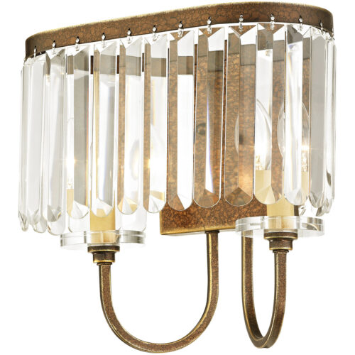 12.5 inch 2 Light Palacial Bronze Wall Sconce with Clear Crystals Shade-Lighting LumensWall Sconces