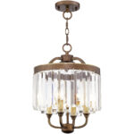 4 Light Palacial Bronze with Gilded Accents Mini Chandelier/Flush Mount with Clear Crystals Shade-Lighting LumensChandeliers