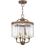 4 Light Palacial Bronze with Gilded Accents Mini Chandelier/Flush Mount with Clear Crystals Shade-Lighting LumensChandeliers