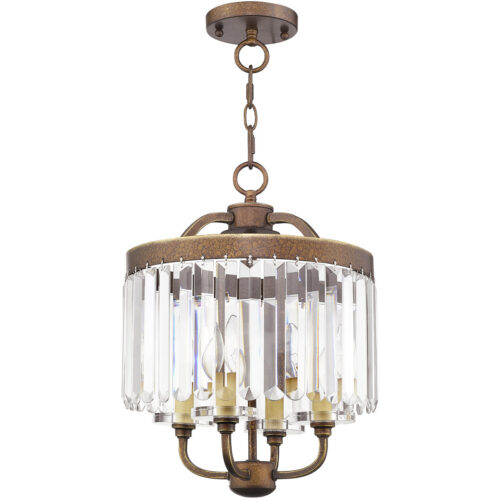 4 Light Palacial Bronze with Gilded Accents Mini Chandelier/Flush Mount with Clear Crystals Shade-Lighting LumensChandeliers