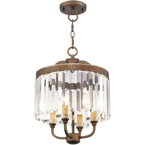 4 Light Palacial Bronze with Gilded Accents Mini Chandelier/Flush Mount with Clear Crystals Shade-Lighting LumensChandeliers