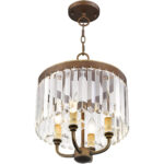 4 Light Palacial Bronze with Gilded Accents Mini Chandelier/Flush Mount with Clear Crystals Shade-Lighting LumensChandeliers