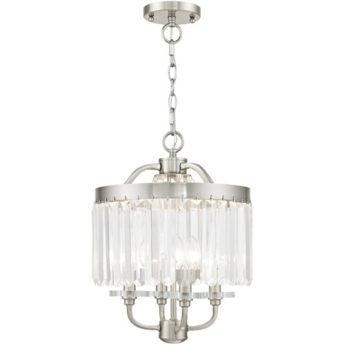 4 Light Brushed Nickel Mini Chandelier/Ceiling Light fixture with Steel base material-Lighting LumensChandeliers