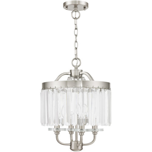 4 Light Brushed Nickel Mini Chandelier/Ceiling Light fixture with Steel base material-Lighting LumensChandeliers