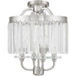 4 Light Brushed Nickel Mini Chandelier/Ceiling Light fixture with Steel base material-Lighting LumensChandeliers