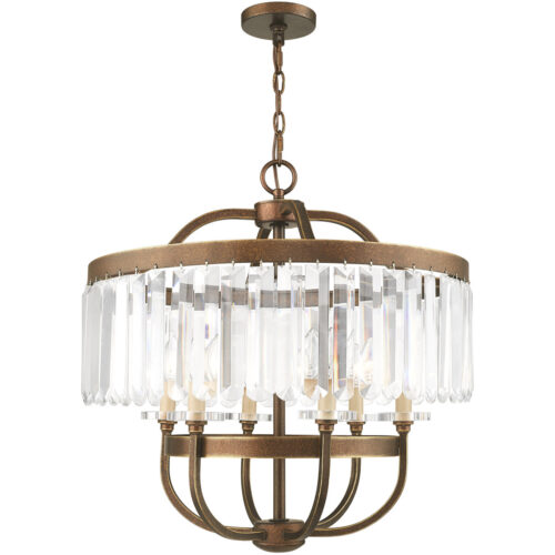 6 Light Palacial Bronze Chandelier with Clear Crystals Shade-Lighting LumensChandeliers