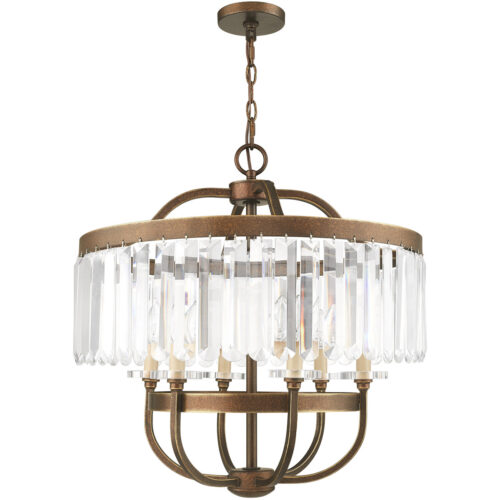 6 Light Palacial Bronze Chandelier with Clear Crystals Shade-Lighting LumensChandeliers