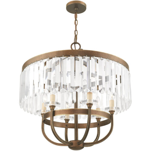 6 Light Palacial Bronze Chandelier with Clear Crystals Shade-Lighting LumensChandeliers