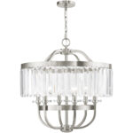 6 Light Brushed Nickel Chandelier with Steel base material-Lighting LumensChandeliers