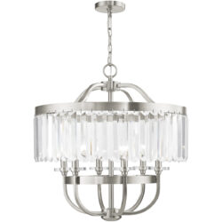 6 Light Brushed Nickel Chandelier with Steel base material-Lighting LumensChandeliers