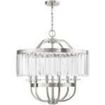 6 Light Brushed Nickel Chandelier with Steel base material-Lighting LumensChandeliers