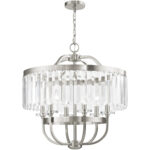 6 Light Brushed Nickel Chandelier with Steel base material-Lighting LumensChandeliers