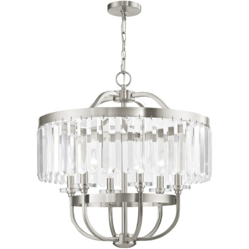 6 Light Brushed Nickel Chandelier with Steel base material-Lighting LumensChandeliers