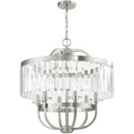 6 Light Brushed Nickel Chandelier with Steel base material-Lighting LumensChandeliers