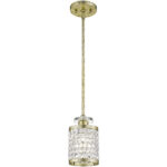 1 Light Winter Gold Mini Pendant with Clear Crystals Shade-Lighting LumensPendant Lights