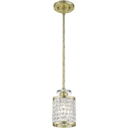 1 Light Winter Gold Mini Pendant with Clear Crystals Shade-Lighting LumensPendant Lights