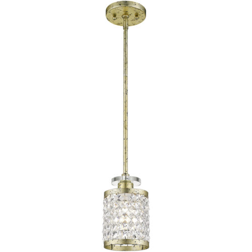 1 Light Winter Gold Mini Pendant with Clear Crystals Shade-Lighting LumensPendant Lights