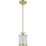 1 Light Winter Gold Mini Pendant with Clear Crystals Shade-Lighting LumensPendant Lights