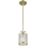 1 Light Winter Gold Mini Pendant with Clear Crystals Shade-Lighting LumensPendant Lights