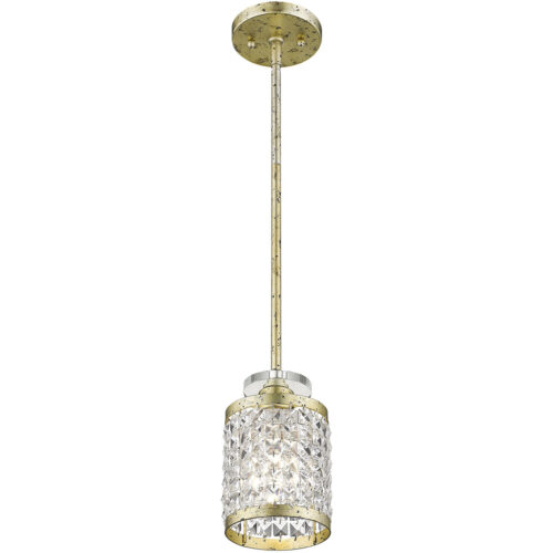 1 Light Winter Gold Mini Pendant with Clear Crystals Shade-Lighting LumensPendant Lights