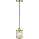 1 Light Winter Gold Mini Pendant with Clear Crystals Shade-Lighting LumensPendant Lights