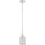 1 Light Brushed Nickel Mini Pendant with Clear Crystals Shade-Lighting LumensPendant Lights