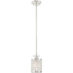 1 Light Brushed Nickel Mini Pendant with Clear Crystals Shade-Lighting LumensPendant Lights