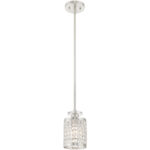 1 Light Brushed Nickel Mini Pendant with Clear Crystals Shade-Lighting LumensPendant Lights