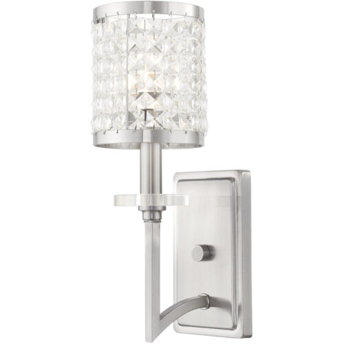 5 inch 1 Light Brushed Nickel Wall Sconce with Clear Crystals Shade-Lighting LumensWall Sconces