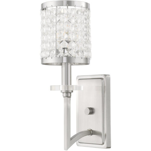 5 inch 1 Light Brushed Nickel Wall Sconce with Clear Crystals Shade-Lighting LumensWall Sconces