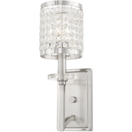 5 inch 1 Light Brushed Nickel Wall Sconce with Clear Crystals Shade-Lighting LumensWall Sconces