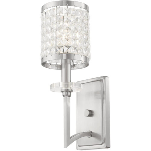 5 inch 1 Light Brushed Nickel Wall Sconce with Clear Crystals Shade-Lighting LumensWall Sconces