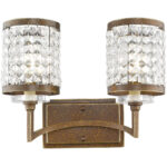 14.25 inch 2 Light Palacial Bronze Bathroom Vanity light fixture with Clear Crystals Shade-Lighting LumensBath/Vanity