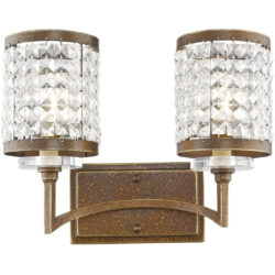 14.25 inch 2 Light Palacial Bronze Bathroom Vanity light fixture with Clear Crystals Shade-Lighting LumensBath/Vanity