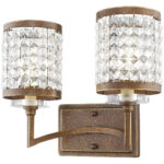 14.25 inch 2 Light Palacial Bronze Bathroom Vanity light fixture with Clear Crystals Shade-Lighting LumensBath/Vanity