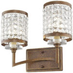 14.25 inch 2 Light Palacial Bronze Bathroom Vanity light fixture with Clear Crystals Shade-Lighting LumensBath/Vanity