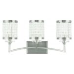 23.25 inch 3 Light Brushed Nickel Bathroom Vanity light fixture with Clear Crystals-Lighting LumensBath/Vanity