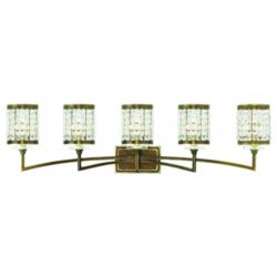 42.25 inch 5 Light Palacial Bronze Bathroom Vanity light fixture with Clear Crystals Shade-Lighting LumensBath/Vanity