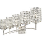 42.25 inch 5 Light Brushed Nickel Bathroom Vanity light fixture with Clear Crystals Shade-Lighting LumensBath/Vanity