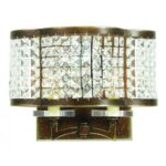 12.25 inch 2 Light Palacial Bronze Wall Sconce with Clear Crystals Shade-Lighting LumensWall Sconces