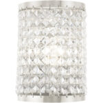 6 inch 1 Light Brushed Nickel Wall Sconce with Clear Crystals Shade-Lighting LumensWall Sconces