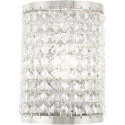 6 inch 1 Light Brushed Nickel Wall Sconce with Clear Crystals Shade-Lighting LumensWall Sconces