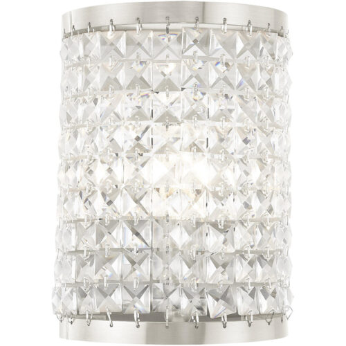 6 inch 1 Light Brushed Nickel Wall Sconce with Clear Crystals Shade-Lighting LumensWall Sconces