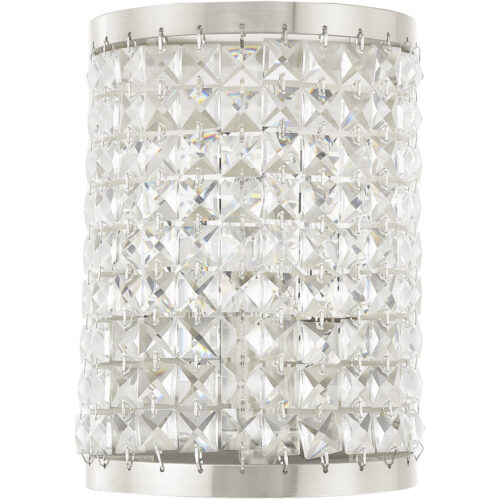 6 inch 1 Light Brushed Nickel Wall Sconce with Clear Crystals Shade-Lighting LumensWall Sconces