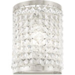 6 inch 1 Light Brushed Nickel Wall Sconce with Clear Crystals Shade-Lighting LumensWall Sconces