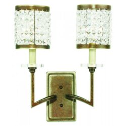 14 inch 2 Light Palacial Bronze Wall Sconce with Clear Crystals Shade-Lighting LumensWall Sconces