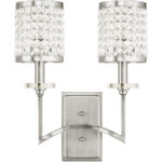 14 inch 2 Light Brushed Nickel Wall Sconce with Clear Crystals Shade-Lighting LumensWall Sconces