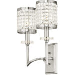 14 inch 2 Light Brushed Nickel Wall Sconce with Clear Crystals Shade-Lighting LumensWall Sconces